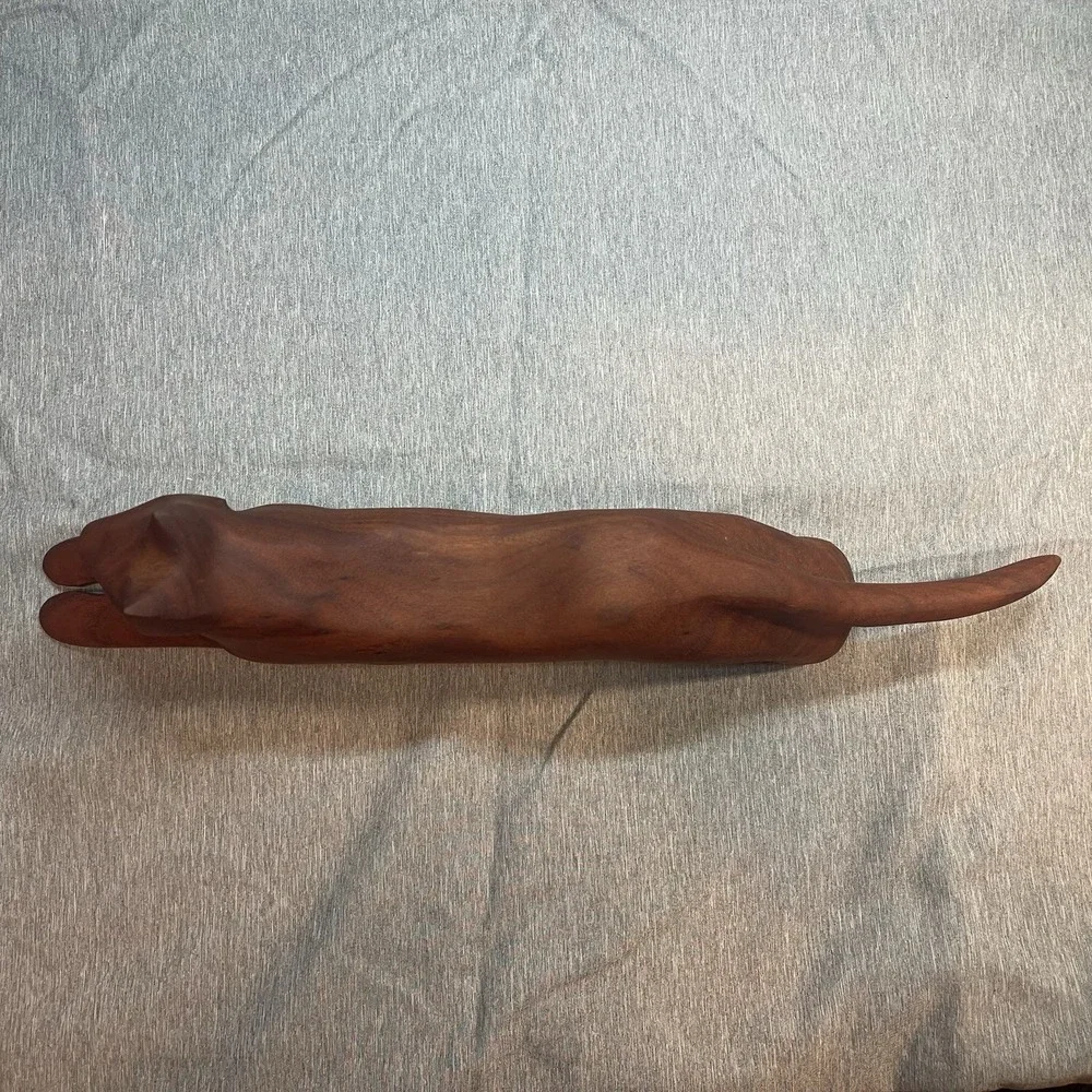 Vtg MCM‎ Hand Carved Wood Cat Panther Stalking Figurine 16